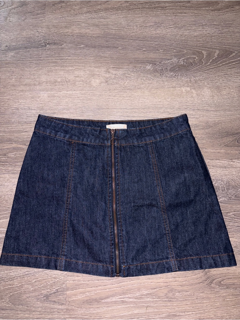 Altar'd State Dark Blue Denim Zip-Front Mini Skirt